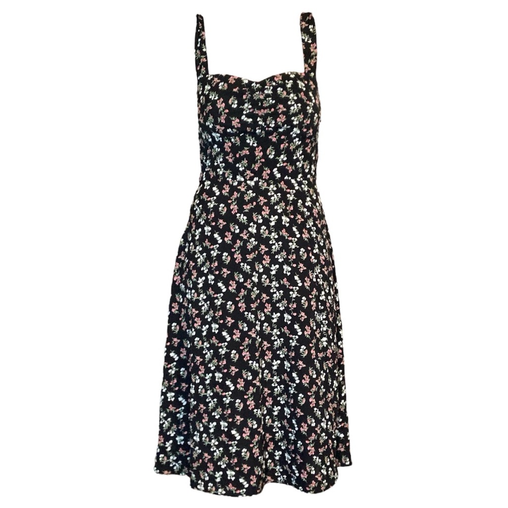 Shein black floral midi dress size 2 xs
